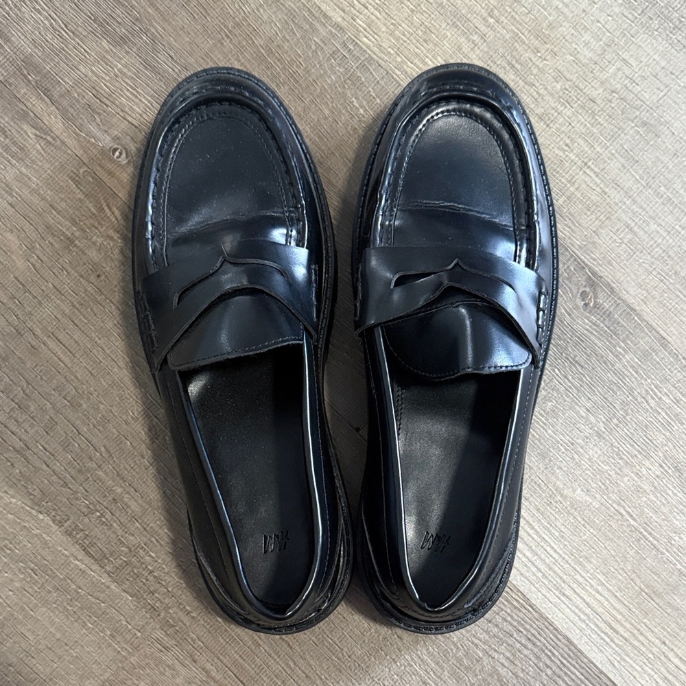 H&M Sleek Black Leather Loafers